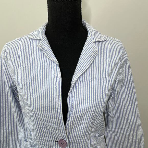 Periscope Blazer Jacket Pinstripes Preppy Light Academia Career Coastal Preppy M - Picture 2 of 8